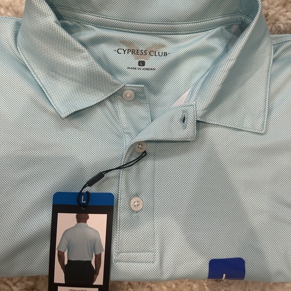 LARGE BLUE TOPAZ CYPRESS CLUB 3 BUTTON COLLARD DRESS SHIRT FOR MEN - Picture 4 of 8